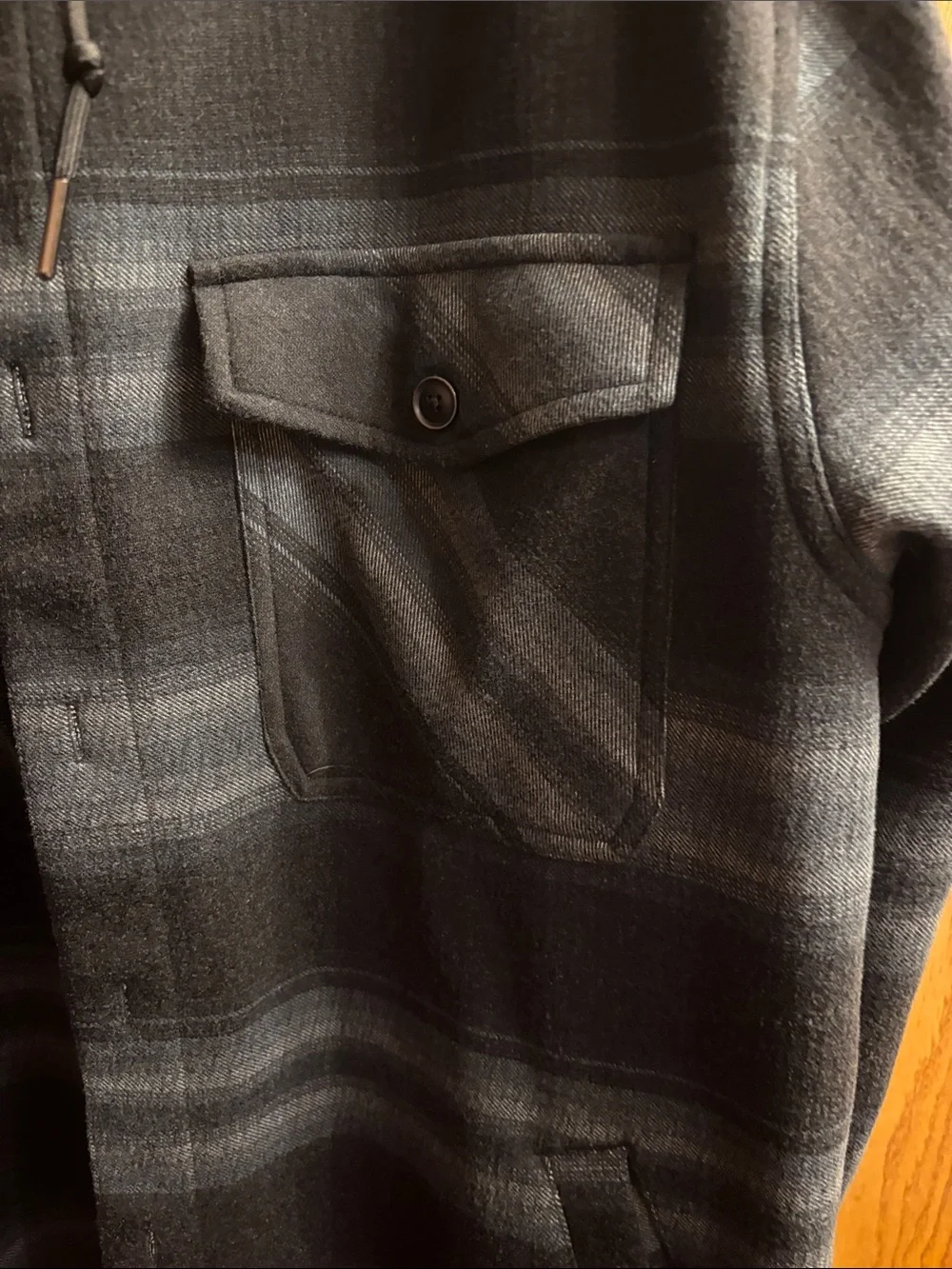 Quicksilver Hooded Plaid Shirt Jacket - Gray
